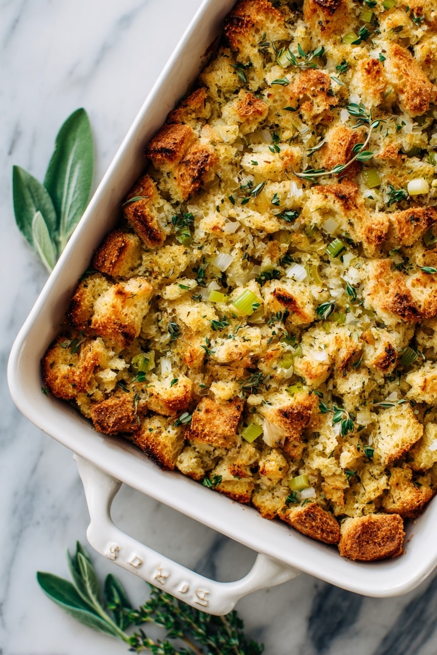 Classic Homemade Buttery Herb Stuffing for Thanksgiving